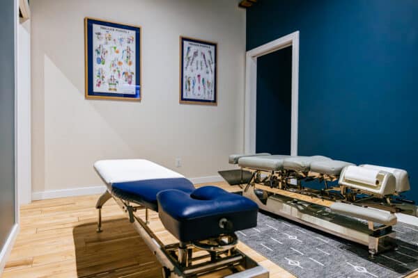 Brand photography of a chiropractic treatment room in Butte, Montana, captured for a local healthcare business.