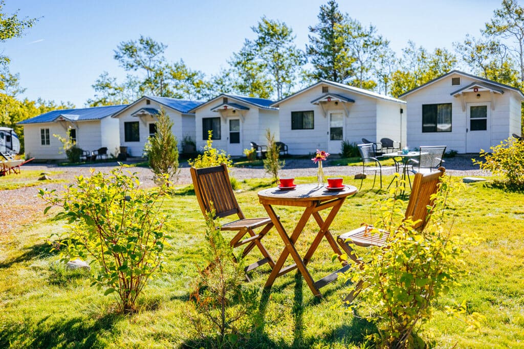 Glacier Airbnb Photography featuring outdoor sitting area with cottages in background