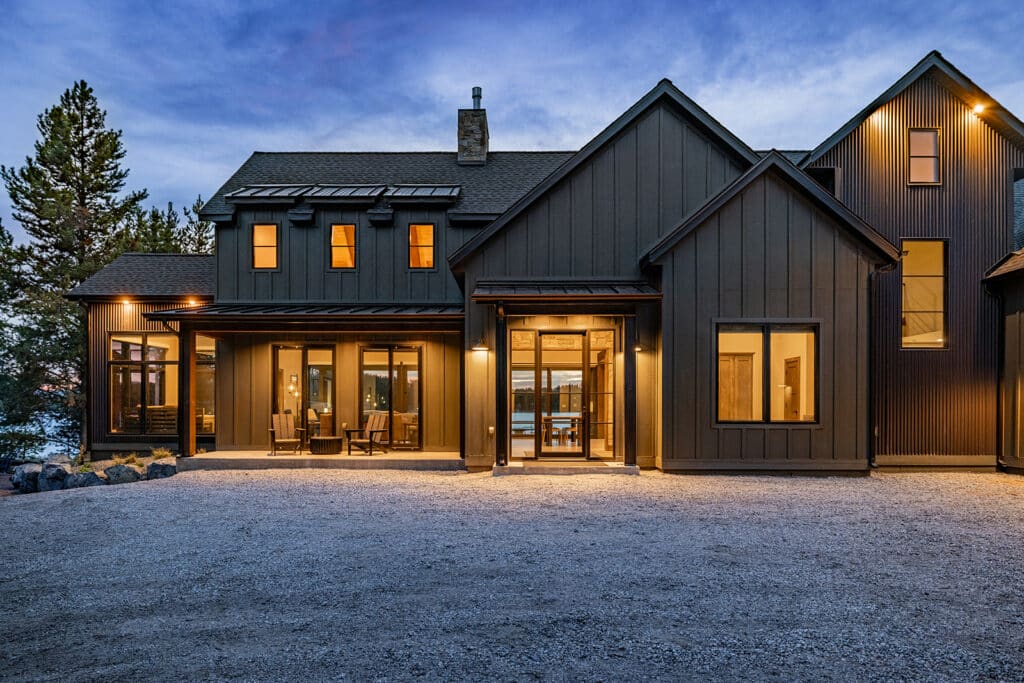 Montana airbnb photographer: Georgetown Lake short term rental exterior nighttime shot