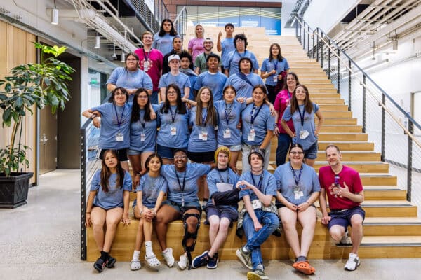 Group of students and instructors pose during a STEM education program in Bozeman, Montana.